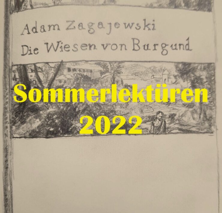 Von Michael Hammerschmid handgezeichnetes Einband von Adam Zagajeswskis "Die Wiesen von Burgund"
