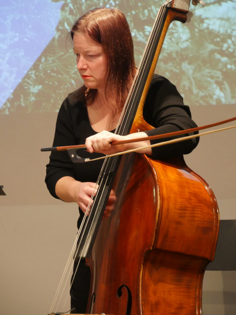 Birgit Selhofer am Bass in AUSTRIAN GOTHIC bei der Poesiegalerie am 11.11.23