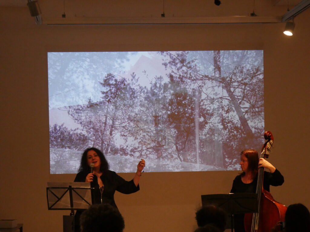 Rhea Krcmarova und Birgit Selhofer am Bass in AUSTRIAN GOTHIC bei der Poesiegalerie am 11.11.23